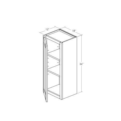 W1836L - Assembled Sage Green Shaker - Wall Cabinet - Single Door - 18"W x 36"H x 12"D - Hinges on Left