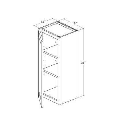 W1836L - Assembled Sage Green Shaker - Wall Cabinet - Single Door - 18"W x 36"H x 12"D - Hinges on Left