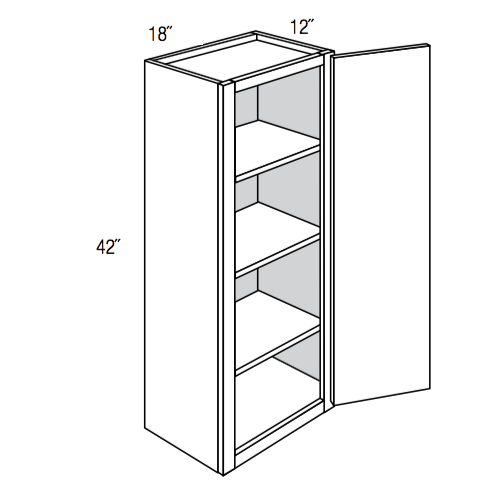 W1842 - RTA Avalon Raised Panel - Wall Cabinet - Single Door - 18"W x 42"H x 12"D