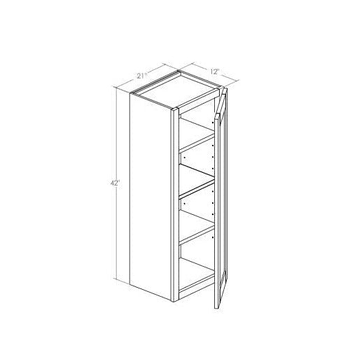 W2142R - Assembled Sage Green Shaker - Wall Cabinet - Single Door - 21"W x 42"H x 12"D - Hinges on Right