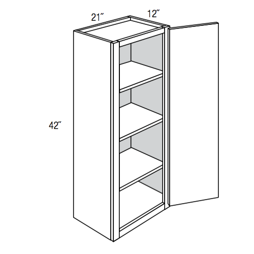 W2142 - RTA Avalon Raised Panel - Wall Cabinet - Single Door - 21"W x 42"H x 12"D