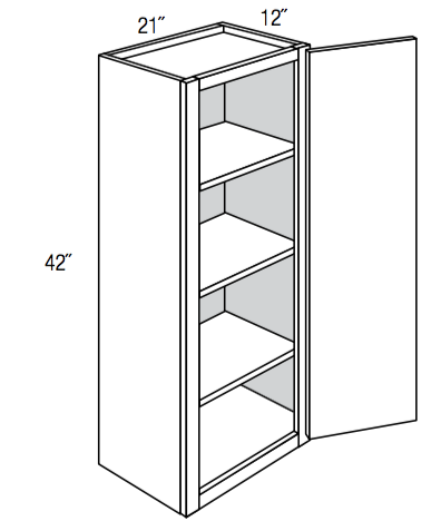 W2142 - RTA Avalon Raised Panel - Wall Cabinet - Single Door - 21"W x 42"H x 12"D