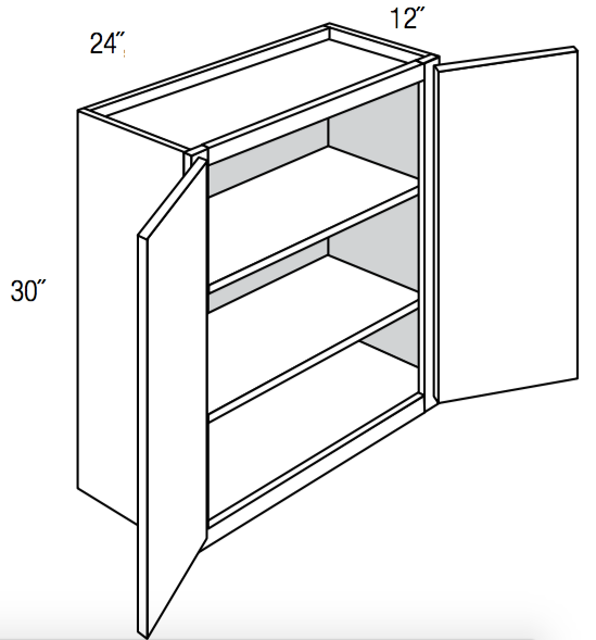 W2430 - Assembled Cream White Shaker - Wall Cabinet - Double Door - 24"W x 30"H x 12"D