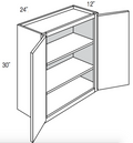 W2430 - Assembled Cream White Shaker - Wall Cabinet - Double Door - 24"W x 30"H x 12"D