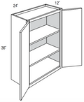 W2436 - RTA Cream White Shaker - Wall Cabinet - Double Door - 24"W x 36"H x 12"D