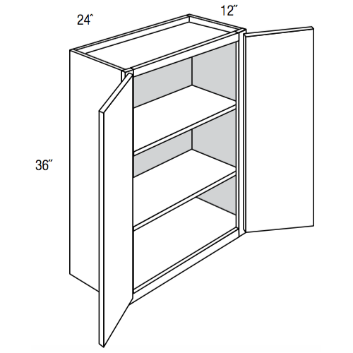 W2436 - Assembled Dove White Shaker - Wall Cabinet - Double Door - 24"W x 36"H x 12"D