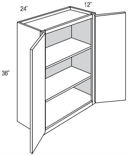 W2436 - RTA Charlton Raised Panel - Wall Cabinet - Double Door - 24"W x 36"H x 12"D