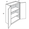 W2436 - Assembled Cream White Shaker - Wall Cabinet - Double Door - 24"W x 36"H x 12"D