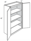 W2442 - Assembled Unfinished Shaker - Wall Cabinet - Double Door - 24"W x 42"H x 12"D