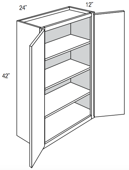 W2442 - RTA Charlton Raised Panel - Wall Cabinet - Double Door - 24"W x 42"H x 12"D