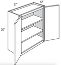 W2730 - RTA Cream White Shaker - Wall Cabinet - Double Door - 27"W x 30"H x 12"D