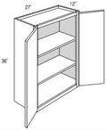 W2736 - RTA Avalon Raised Panel - Wall Cabinet - Double Door - 27"W x 36"H x 12"D