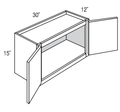 W3015 - Assembled Smoky Gray Double Shaker - Wall Cabinet - Double Door - 30"W x 15"H x 12"D