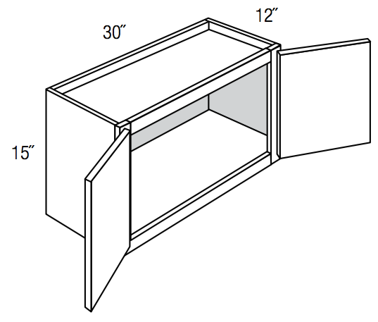 W3015 - RTA Charlton Raised Panel - Wall Cabinet - Double Door - 30"W x 15"H x 12"D