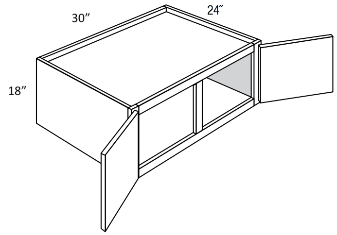 W301824 - RTA Charlton Raised Panel - Refrigerator Wall Cabinet - Double Door - 30"W x 18"H x 24"D