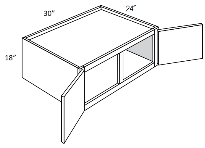 W301824 - RTA Newport Raised Panel - Refrigerator Wall Cabinet - Double Door - 30"W x 18"H x 24"D