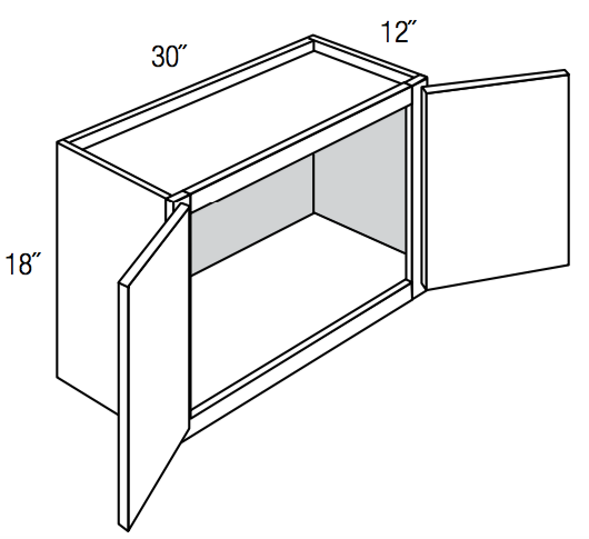 W3018 - RTA Charlton Raised Panel - Wall Cabinet - Double Door - 30"W x 18"H x 12"D