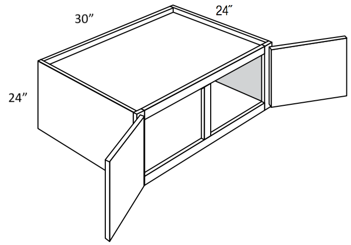 W302424 - Assembled Perla Raised Panel - Refrigerator Wall Cabinet - Double Door - 30"W x 24"H x 24"D