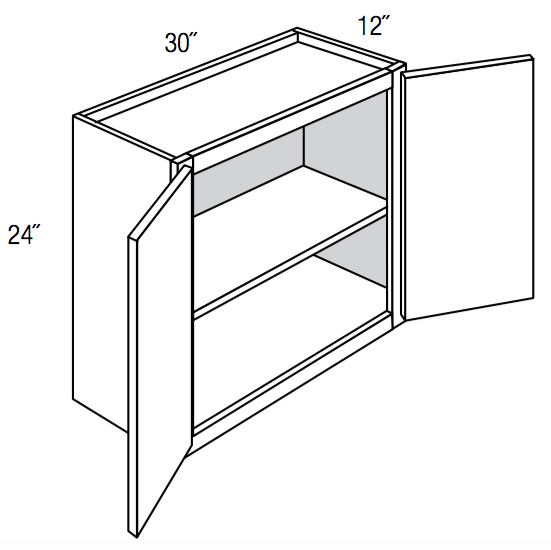 W3024 - Assembled Dove White Shaker - Wall Cabinet - Double Door - 30"W x 24"H x 12"D