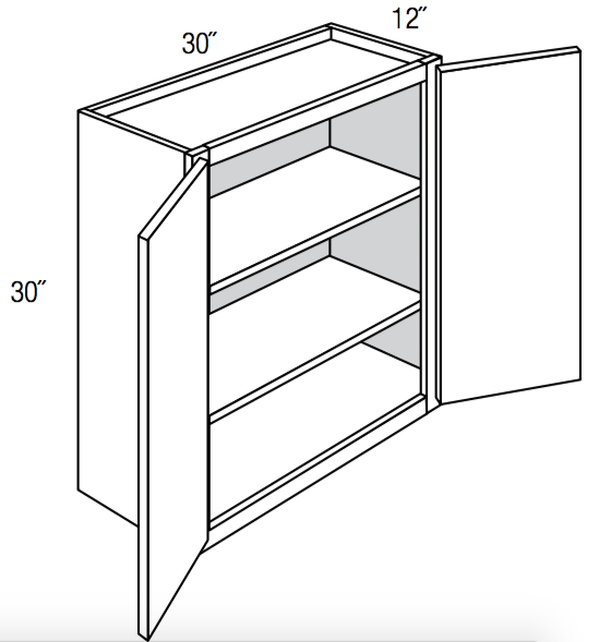 W3030 - Assembled Smoky Gray Double Shaker - Wall Cabinet - Double Door - 30"W x 30"H x 12"D