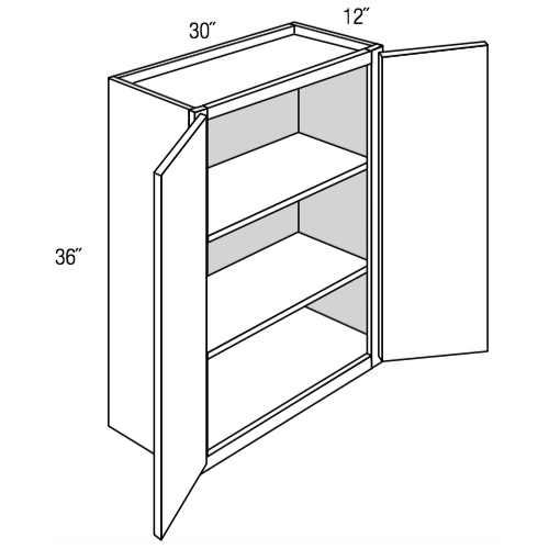 W3036 - Assembled Sage Green Shaker - Wall Cabinet - Double Door - 30"W x 30"H x 12"D