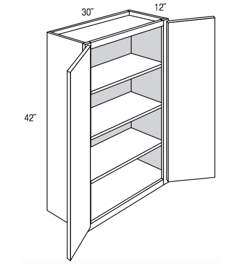 W3042 - Assembled Smoky Gray Double Shaker - Wall Cabinet - Double Door - 30"W x 30"H x 12"D