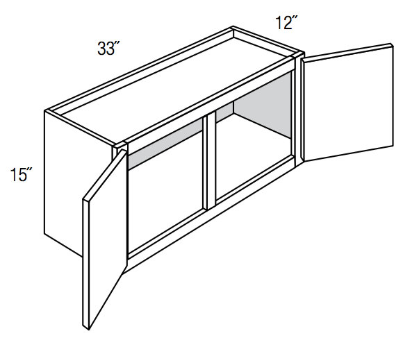 W3315 - Assembled Smoky Gray Double Shaker - WALL CABINET 33" X 15" - 33" X 15" X 12"