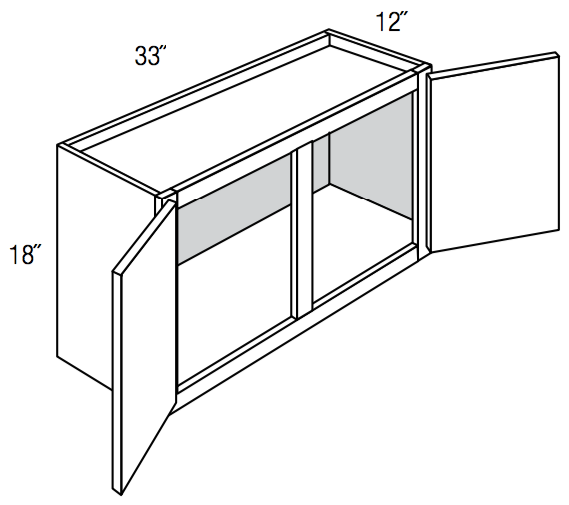 W3318 - Assembled Smoky Gray Double Shaker - WALL CABINET 33" X 18" - 33" X 18" X 12"