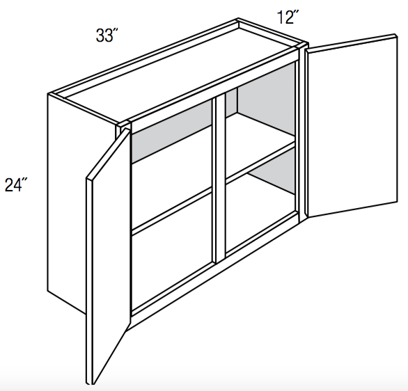 W3324 - Assembled Smoky Gray Double Shaker - WALL CABINET 33" X 24" - 33" X 24" X 12"