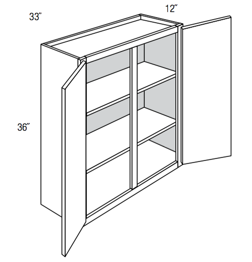 W3336 - RTA Newport Raised Panel - Wall Cabinet - Double Door - 33"W x 36"H x 12"D