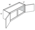 W3612 - Assembled Smoky Gray Double Shaker - Wall Cabinet - Double Door - 36"W x 12"H x 12"D