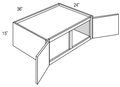 W361524 - Assembled Smoky Gray Double Shaker - WALL CABINET 36" X 15" X 24" - 36" X 15" X 24"