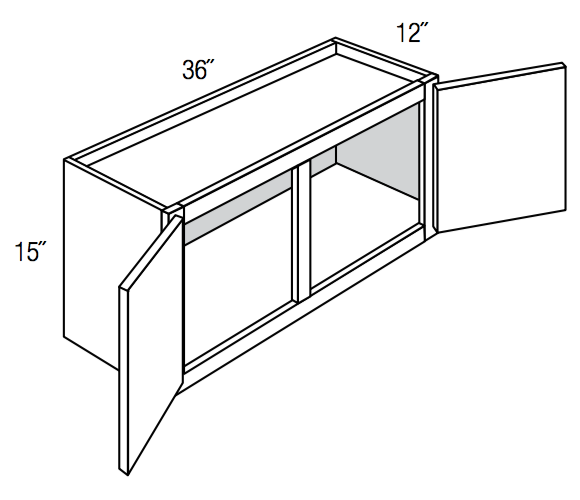W3615 - RTA Charlton Raised Panel - Wall Cabinet - Double Door - 36"W x 15"H x 12"D