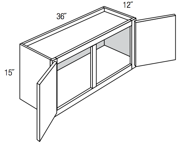W3615 - RTA Charlton Raised Panel - Wall Cabinet - Double Door - 36"W x 15"H x 12"D