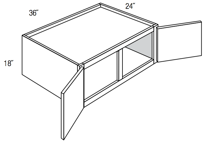 W361824 - Assembled Perla Raised Panel - Refrigerator Wall Cabinet - Double Door - 36"W x 18"H x 24"D