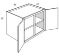 W362424 - Assembled Smoky Gray Double Shaker - Refrigerator Wall Cabinet - Double Door - 36"W x 24"H x 24"D