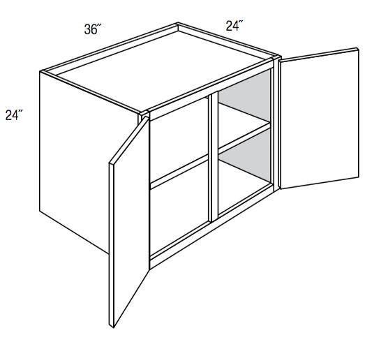 W362424 - Assembled Smoky Gray Double Shaker - Refrigerator Wall Cabinet - Double Door - 36"W x 24"H x 24"D