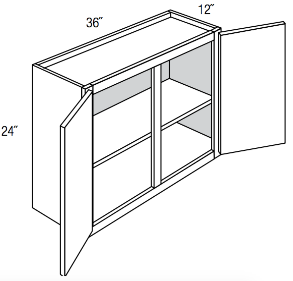 W3624 - Assembled Cream White Shaker - Wall Cabinet - Double Door - 36"W x 24"H x 12"D