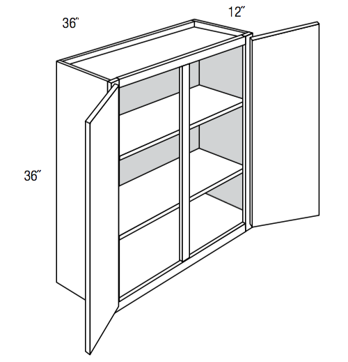 W3636 - Assembled Sage Green Shaker - Wall Cabinet - Double Door - 36"W x 36"H x 12"D