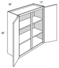 W3636 - RTA Unfinished Shaker - Wall Cabinet - Double Door - 36"W x 36"H x 12"D
