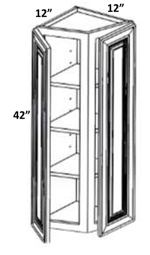 WEC1242 - Assembled Smoky Gray Double Shaker - WALL END CABINET 12" X 42" - 12" X 12" X 42"