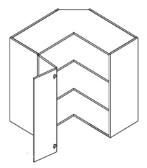 Eurocraft Matte White - Wall Easy Reach Corner Cabinet - 24"W X 42"H X 24"D