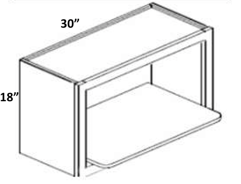 WMC3018 - Assembled Smoky Gray Double Shaker - MICROWAVE OPEN SHELF 30" X 18" - 30" X 18" X 17 3/4"