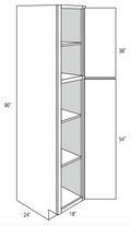 WP1890R - Assembled Perla Raised Panel - Utility Pantry Cabinet - Single Doors - 18"W x 90"H x 24"D - Hinges on Right