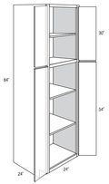 WP2484 - RTA Charlton Raised Panel - Utility Pantry Cabinet - Double Doors - 24"W x 84"H x 24"D