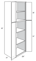 WP2490 - RTA Charlton Raised Panel - Utility Pantry Cabinet - Double Doors - 24"W x 90"H x 24"D