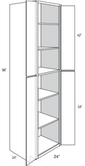 WP2496 - RTA Charlton Raised Panel - Utility Pantry Cabinet - Double Doors - 24"W x 96"H x 24"D
