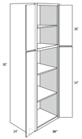 WP3090 - RTA Sandy Mirage Shaker - Utility Pantry Cabinet - Double Doors - 30"W x 90"H x 24"D