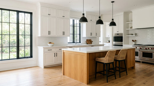 Wood tone kitchen cabinets